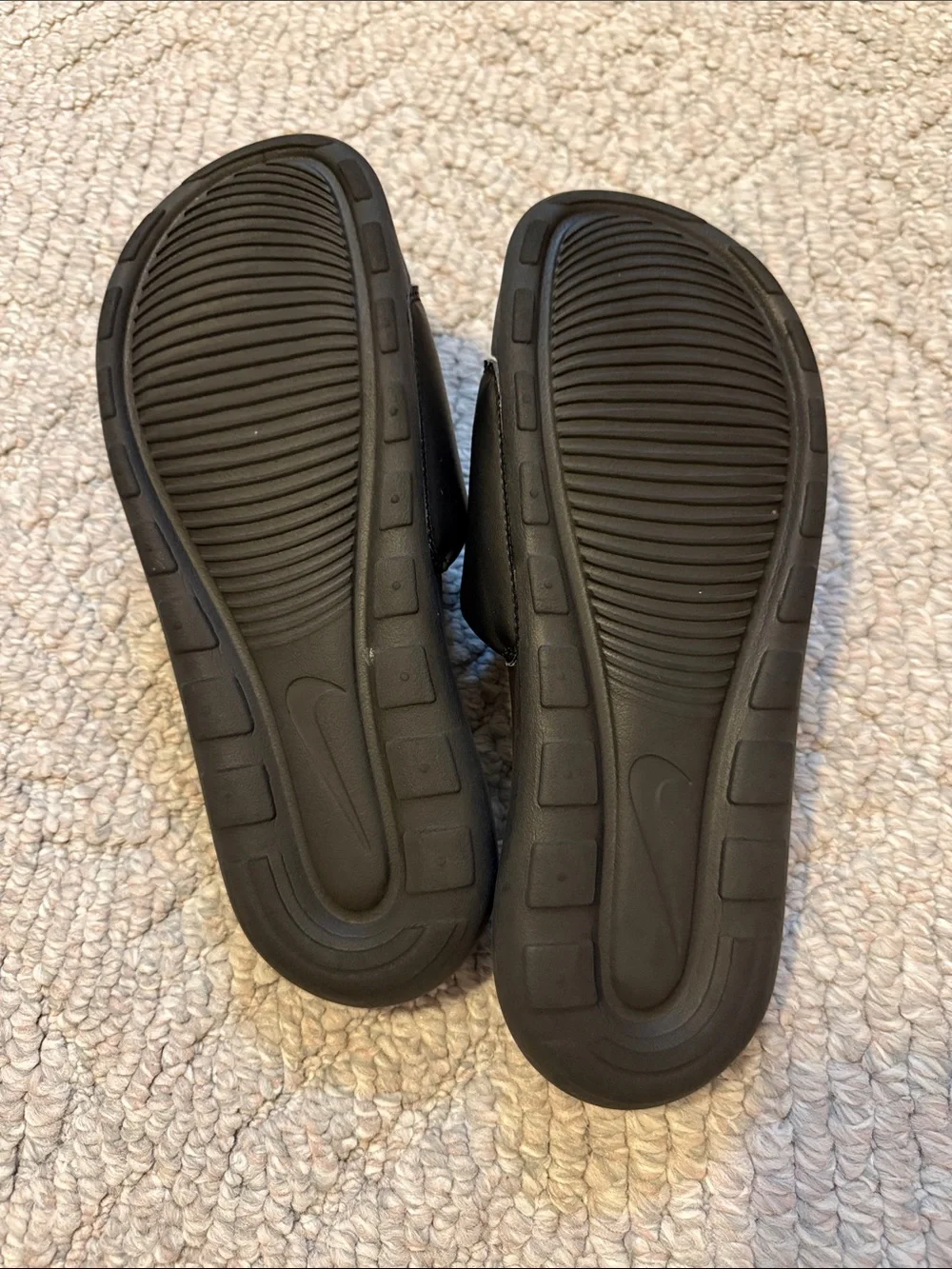 Nike Black Slides with White Swoosh